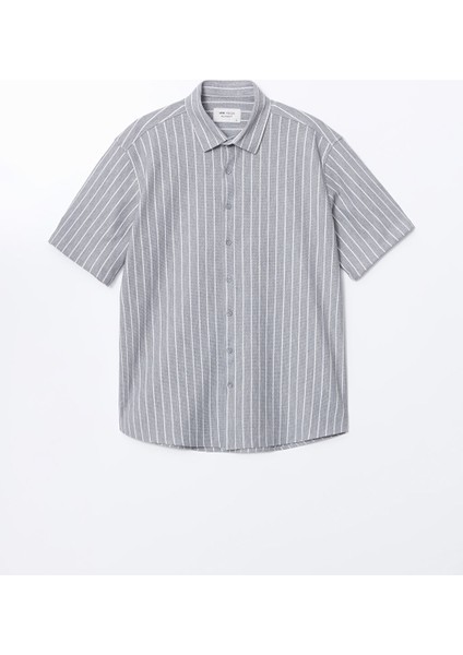 Yeni Sezon Regular Fit Kisa Kollu Cizgili Erkek Gomlek - S5FD83Z8