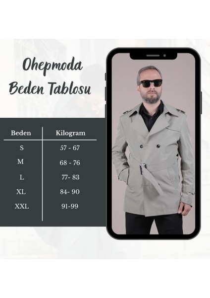 Slim Fit Kemerli Erkek Trençkot