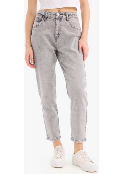 Yeni Sezon Lina Comfort Mom Normal Bel Düz Paça Jean Kar Yıkamalı Pantolon