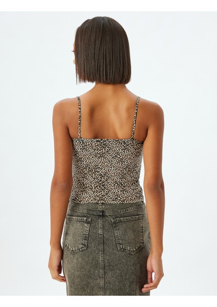 Yeni Sezon Crop Atlet Leopar Fiyonklu Ip Askılı Slim Fit fırsatları