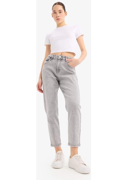 Yeni Sezon Lina Comfort Mom Normal Bel Düz Paça Jean Kar Yıkamalı Pantolon fırsatları