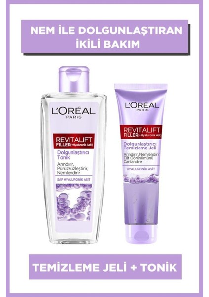L'oreal Paris Revitalift Filler Nem ile Dolgunlaştıran 2li Cilt Bakım Seti - Temizleme Jeli 150 ml & Tonik 200 ml