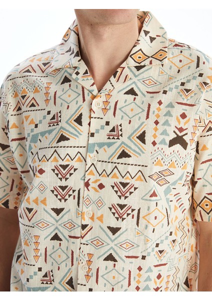Yeni Sezon Regular Fit Kisa Kollu Desenli Poplin Erkek Gomlek - S57593Z8