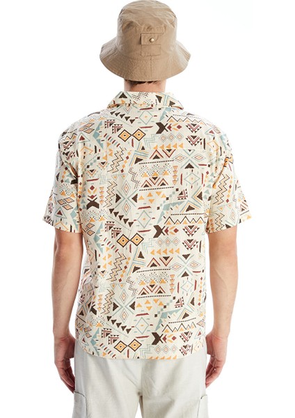 Yeni Sezon Regular Fit Kisa Kollu Desenli Poplin Erkek Gomlek - S57593Z8