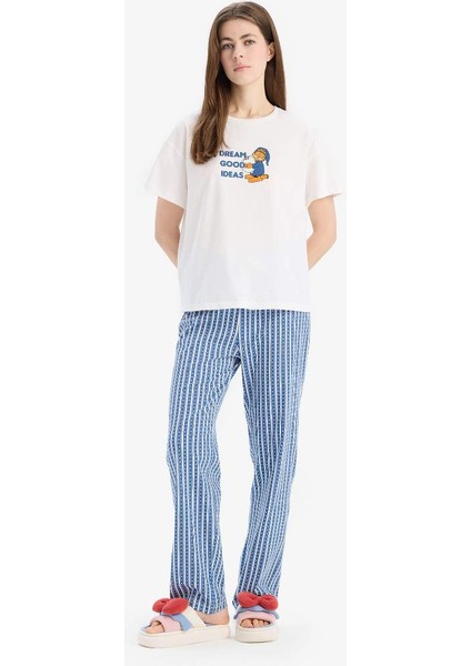 Yeni Sezon Garfield Pijama Takımı Kısa Kollu Üst Esnek Belli Uzun Altı-Fall In Love