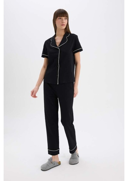 Yeni Sezon Pijama Takımı Kısa Kollu Üst Uzun Esnek Belli Altı-Fall In Love