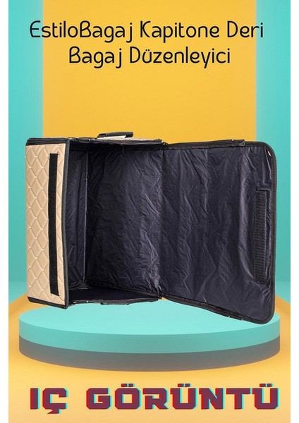 Estilobagaj Kapitone Deri Oto Bagaj Düzenleyici Bej fırsatları