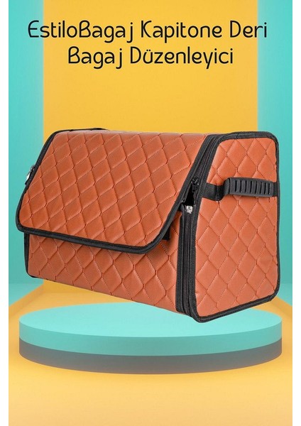 Estilobagaj Kapitone Deri Oto Bagaj Düzenleyici Taba