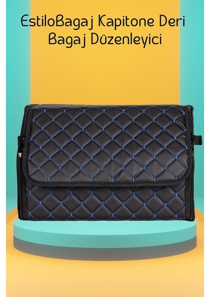Estilobagaj Kapitone Deri Oto Bagaj Düzenleyici Siyah Mavi fiyatları