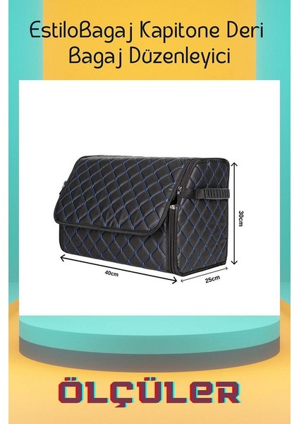 Estilobagaj Kapitone Deri Oto Bagaj Düzenleyici Siyah Mavi modelleri