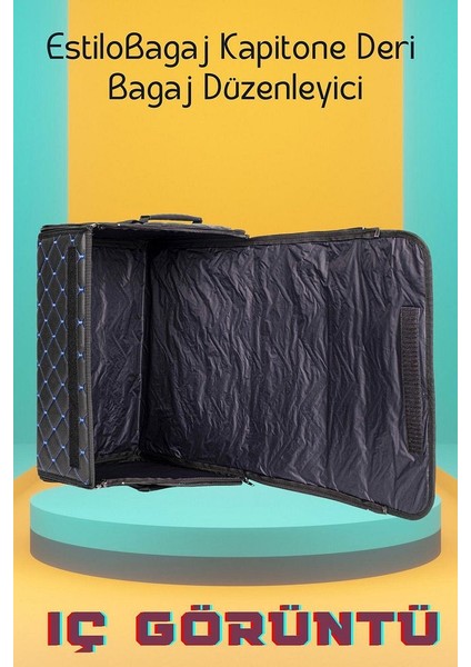 Estilobagaj Kapitone Deri Oto Bagaj Düzenleyici Siyah Mavi fırsatları