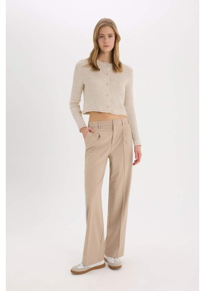 Yeni Sezon Wide Leg Kumaş Palazzo Pantolon Çift Cepli Normal Bel Standart Boy fiyatları