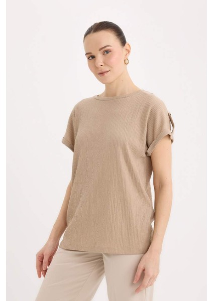 Yeni Sezon Regular Fit Bisiklet Yaka Basic Düz Kısa Kollu Tişört
