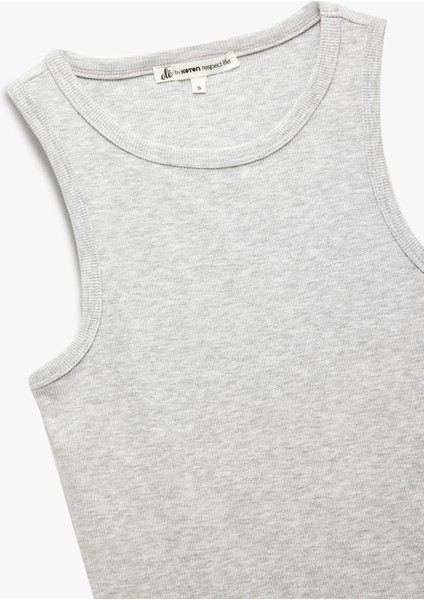 Yeni Sezon Bisiklet Yaka Kolsuz Slim Fit Basic Kadın Atlet