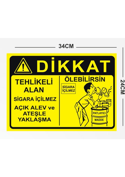 Tehlikeli Alan Sigara Içilmez - Uyarı Tabela Levhası 24X34 cm Polikarbon