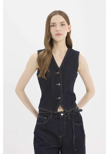 Yeni Sezon düğmeli Blazer Jean Yelek fırsatları