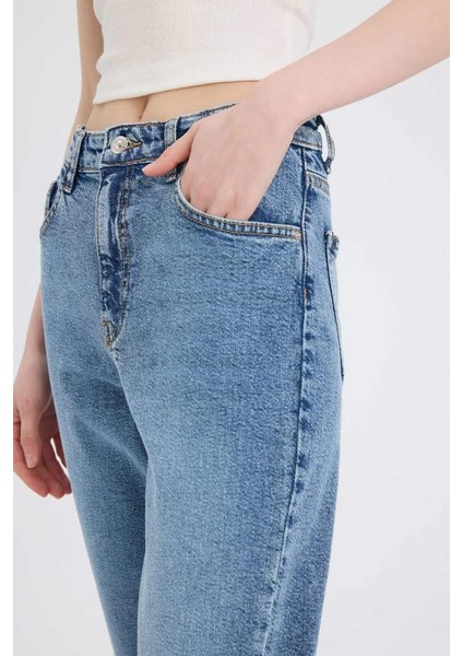 Yeni Sezon Lina Comfort Mom Normal Bel Düz Paça Jean Kar Yıkamalı Pantolon indirimleri