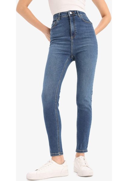 Yeni Sezon Anna Skinny Fit Yüksek Bel Düz Paça Uzun Jean Taş Yıkama Pantolon