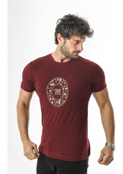 Bisiklet Yaka Baskılı Pamuklu Erkek T-SHIRT-MSL-2263