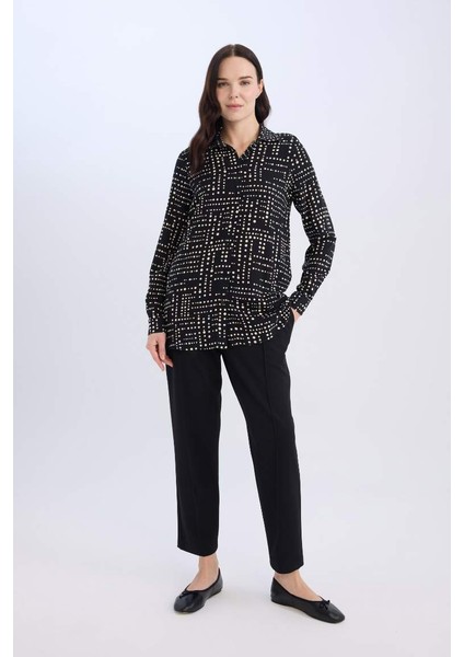 Yeni Sezon Loose Fit Desenli Uzun Kollu Gömlek Tunik