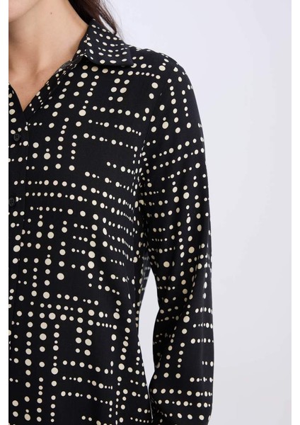 Yeni Sezon Loose Fit Desenli Uzun Kollu Gömlek Tunik