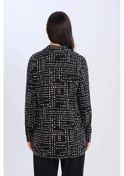 Yeni Sezon Loose Fit Desenli Uzun Kollu Gömlek Tunik
