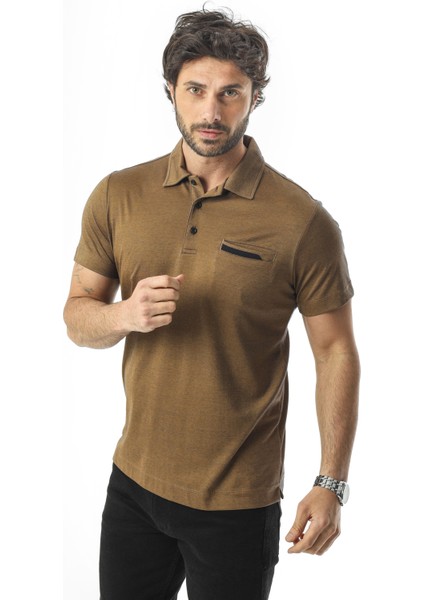 Polo Yaka Düğmeli Cepli Düz Renk T-SHIRT-6288 fiyatları