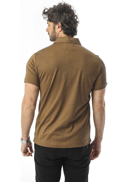 Polo Yaka Düğmeli Cepli Düz Renk T-SHIRT-6288 fırsatları