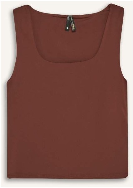 Yeni Sezon Slim Fit Dar Kesim Basic Düz Kare Yaka Atlet