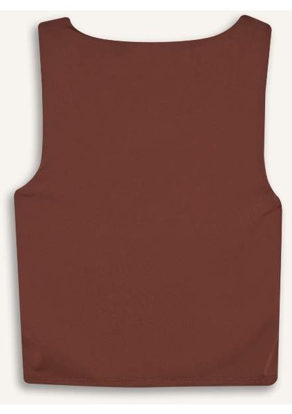 Yeni Sezon Slim Fit Dar Kesim Basic Düz Kare Yaka Atlet