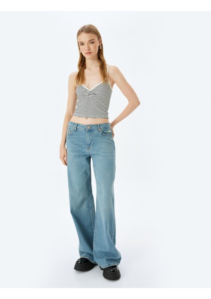Yeni Sezon Ip Askılı Çizgili V Yaka Slim Fit Fitilli Atlet