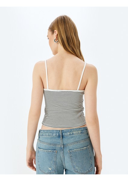 Yeni Sezon Ip Askılı Çizgili V Yaka Slim Fit Fitilli Atlet