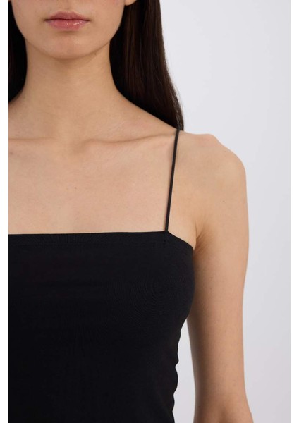 Yeni Sezon Crop Pamuklu Siyah Askılı Atlet-Fall In Love indirimleri