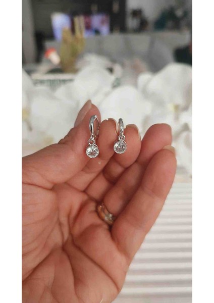 Çelik Gümüş Zarif Tek Taş Küpe fiyatları