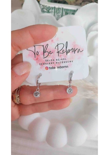 Çelik Gümüş Zarif Tek Taş Küpe modelleri