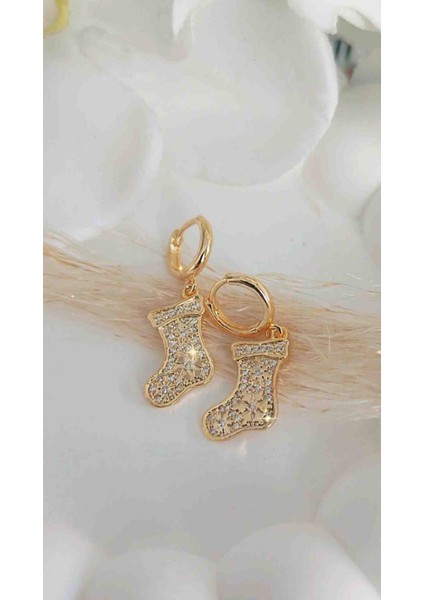 Çelik Zirkon Taşlı Çorap Küpe Yeni Sezon Trend Modeller