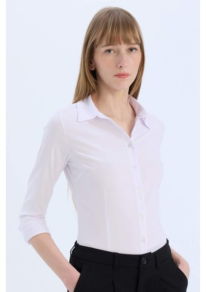 Yeni Sezon Regular Fit Bengalin Uzun Kollu Gömlek