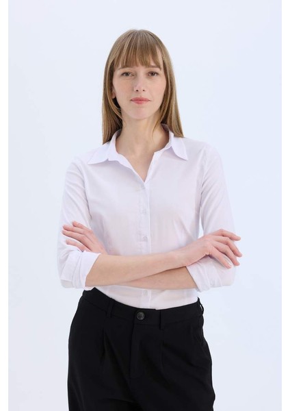 Yeni Sezon Regular Fit Bengalin Uzun Kollu Gömlek