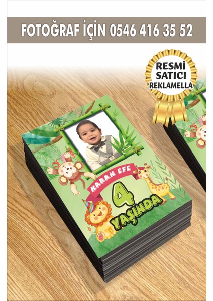 Safari Temalı Kişiye Özel Resimli Doğum Günü Magneti 7x5 cm 10 Adet