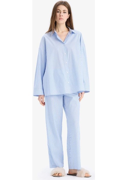 Yeni Sezon Çizgili Uzun Boy Poplin Pijama Altı-Fall In Love fiyatları