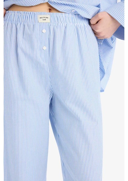 Yeni Sezon Çizgili Uzun Boy Poplin Pijama Altı-Fall In Love indirimleri