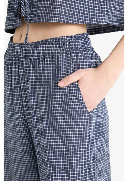 Yeni Sezon Coool Wide Leg Desenli Normal Bel Geniş Paça Pantolon indirimleri