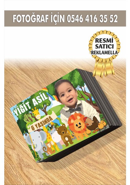 Safari Temalı Kişiye Özel Resimli Doğum Günü Magneti 7x5 cm 10 Adet