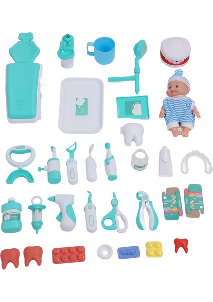 Dişçi Oyuncakları Seti Müzikli Işıklı Gerçekçi Diş Aksesuarları Taklit Tıbbi Kit Oyuncakları Çocuklar Için Diş Oyun Seti Yeşil (Yurt Dışından)