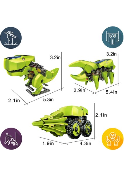 3'ü 1 Arada Güneş Enerjili Dinozorlar Robot Yapım Seti Kendin Yap Dinozorlar Güneş Enerjili Robot Teknolojisi Çocuklar Için Eğitici Oyuncaklar (Yurt Dışından)