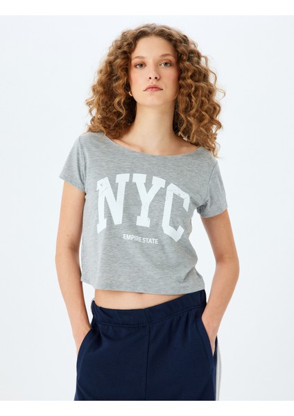 Yeni Sezon Kayık Yaka Rahat Kalıp Nyc Baskılı Tişört modelleri
