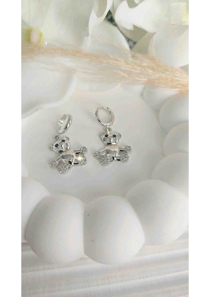 Çelik Zirkon Taşlı Ayıcık Küpe Kız Çocukları Için Özel Tasarım Çocuk Küpesi modelleri