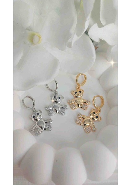 Çelik Zirkon Taşlı Ayıcık Küpe Kız Çocukları Için Özel Tasarım Çocuk Küpesi indirimleri