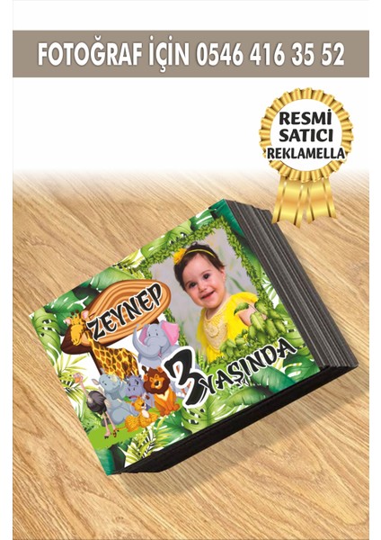 Hayvanlar Temalı Kişiye Özel Resimli Doğum Günü Magneti 7x5 cm 10 Adet