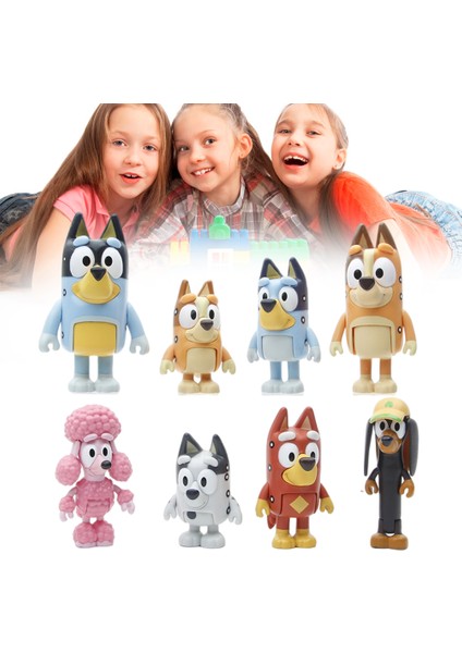 Adet Köpek Ailesi Aksiyon Figürleri Modeli Çocuklar Için Hareketli Pvc Köpek Ek-Lem Büküm Bebek Oyuncak Araba Süslemeleri (Yurt Dışından)